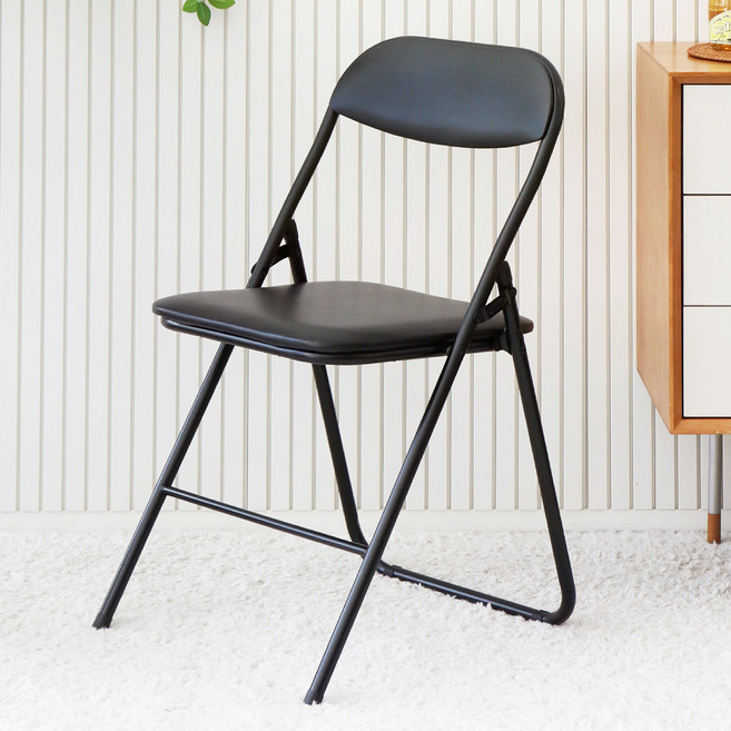 팬물산 이지라이프 멜로 PU가죽 폴딩 체어, 블랙, 1개