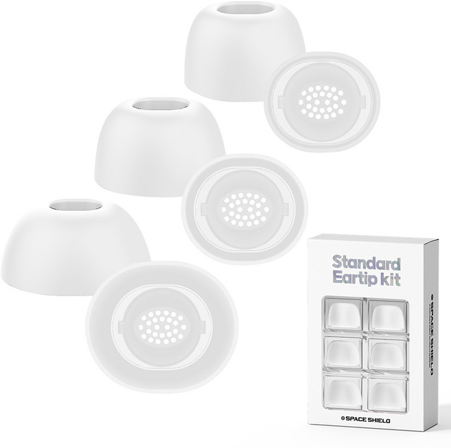 스페이스쉴드 갤럭시 버즈3 프로 호환 스탠다드 실리콘 이어팁 S 2p + M 2p + L 2p 세트, 화이트, 1세트