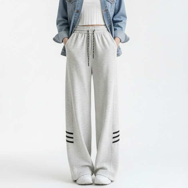 marketpia 女款休閒鬆緊帶運動線條長褲