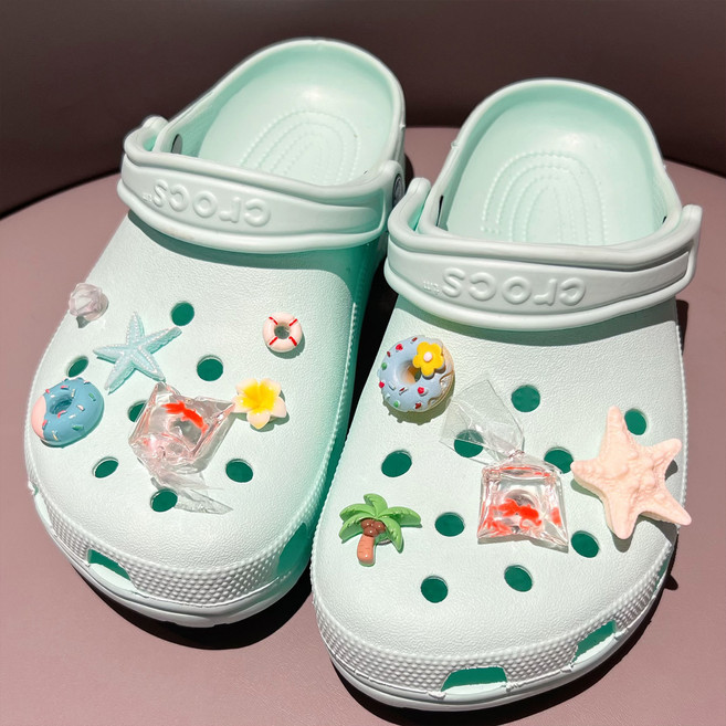 DMELD 甜甜圈 海星 椰子樹 飾品 鞋釦 套組