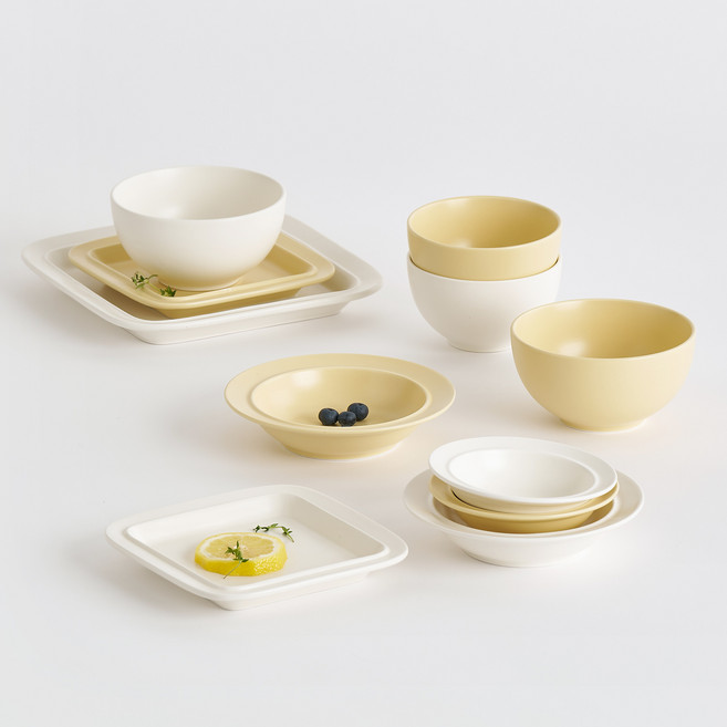 르난세 몽드 2인 식기 세트 11p, 크림화이트, 버터밀크, 식기 11p, 1세트