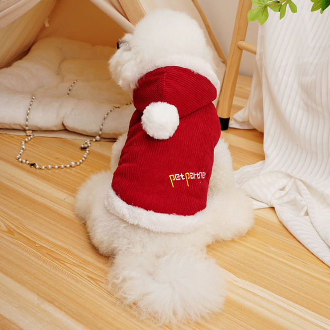 랜보어 반려동물 산타 후드조끼, 레드, 1개