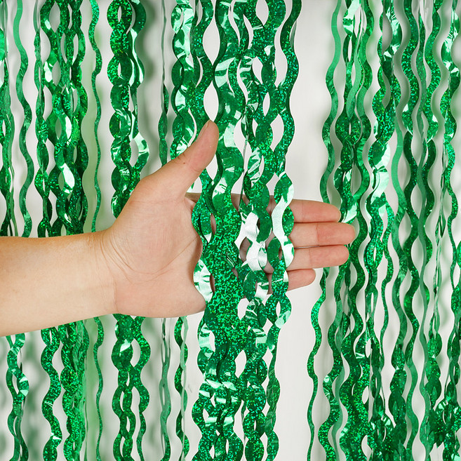 파티짱 웨이브 홀로그램 파티커튼, 그린, 1개