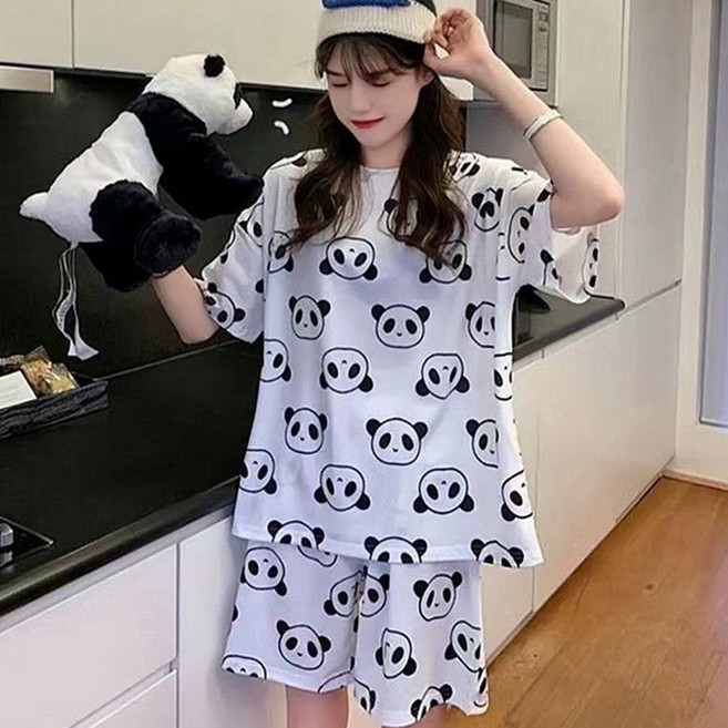 엘쏘 커플용 데일리 반팔 반바지 파자마 세트