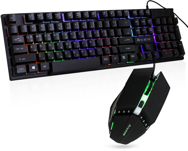 애니존 유선 게이밍 키보드 + 마우스 세트, 블랙, 키보드(KM-8000 U LED), 마우스(G-110), 일반형