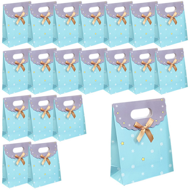 ABM 손잡이 종이 쇼핑백 별눈꽃 소 20p, 혼합색상