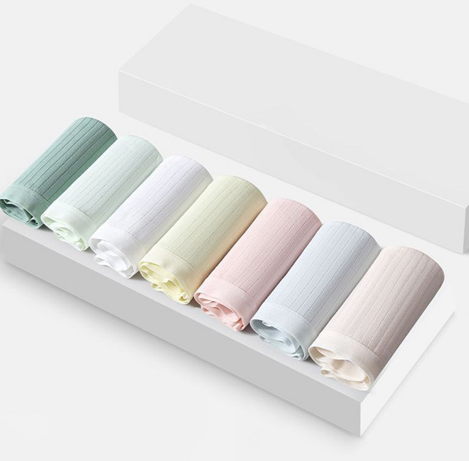 Elsso 三角一週中腰純棉大尺碼粉彩星期內褲7件組, 綠色, 天空藍, 膚色, 粉紅色, 黃色, 白色, 薄荷綠