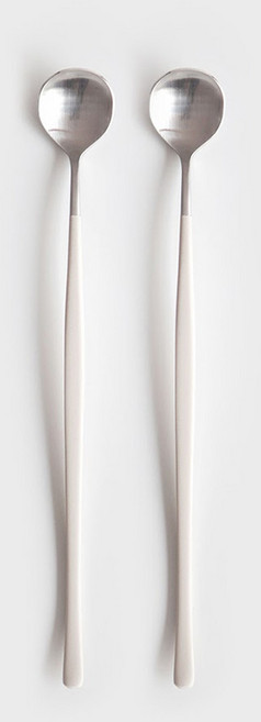 니코트 국내산 Satin 컬러 롱스푼, 크림, 2개