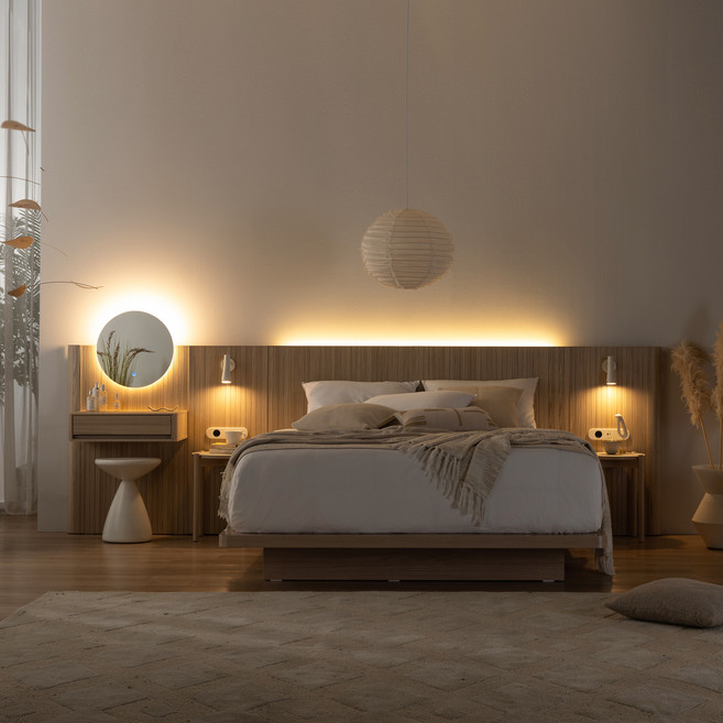 리바트 에스테틱 침대 프레임 단품 방문설치, 오이스터 셸 골든 샌드(내추럴 애쉬)