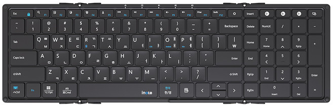 아이노트 X-Folding 멀티페어링 풀사이즈 접이식 블루투스 무선 키보드, 블랙, XK903B