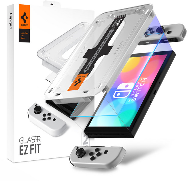 슈피겐 닌텐도스위치 OLED 강화유리 필름 tREZ핏 클리어 2p, 1개, AGL03829