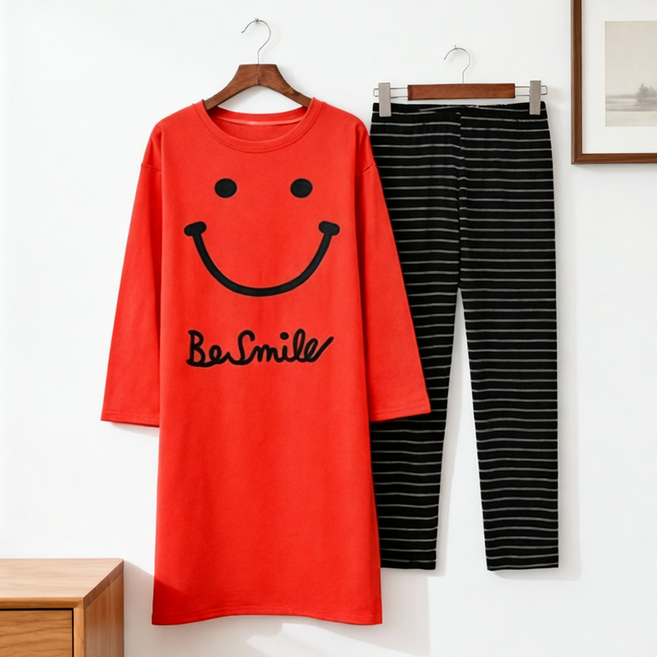 비단길 여성용 비해피 잠옷 원피스 + 레깅스 세트