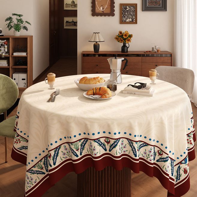 델리리움 아메리칸 레트로 원형 고급 식탁보, type 6, 1개, 90 x 140 cm