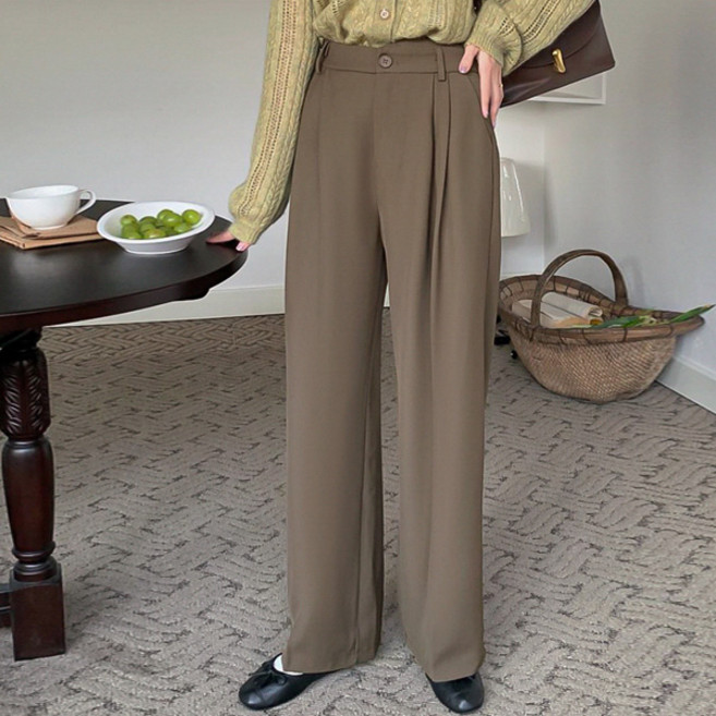 패션풀 여성용 언발 핀턱 슬랙스 28715