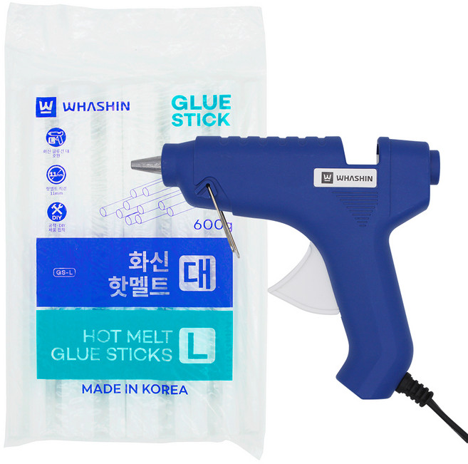 Whashin GL-40W 大號熱熔膠槍 + 大號熱熔膠條 11mm 600g, 1組