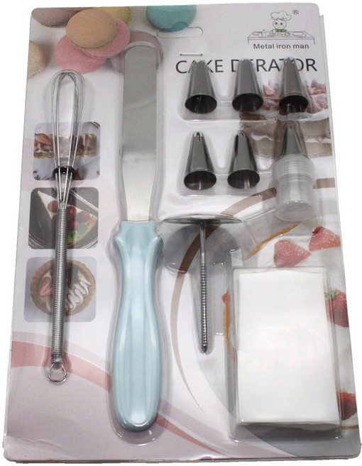 이홈베이킹 미니 거품기 + 미니 스패츌러 + 꽃받침 + 모양 깍지 6종 + 커플러 + 짤주머니 세트, 랜덤발송, 1세트