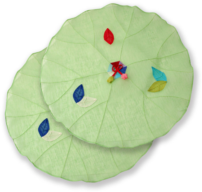 해피툴 나뭇잎 모시 조각 밥상보 라이트그린, 2개