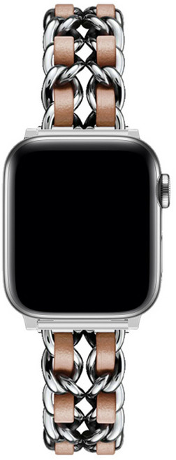 우먼스9999 스마트워치 체인 클래식 스트랩 42/44mm, 브라운 + 실버(체인), 1개