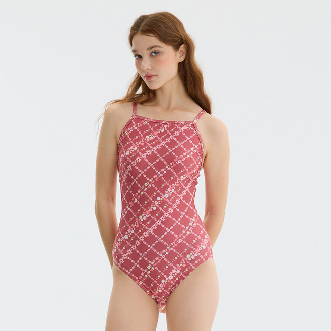 아크시 여성용 가든체크 원피스 수영복 AKOW-024