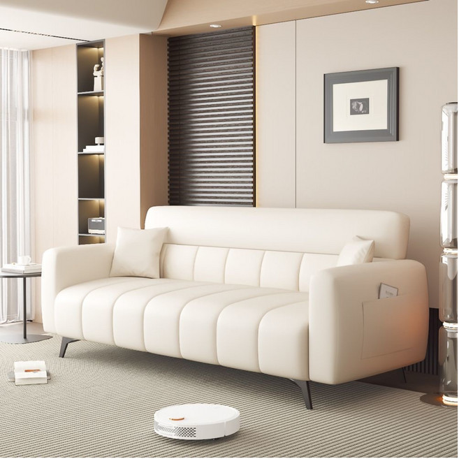 인조가죽 각도조절 접이식 소파베드 2인용 L14, 아이보리