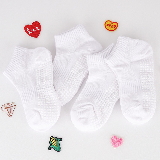 노디자인 유아동 전 사이즈 미끄럼 방지 패드 스포츠 밴딩 망사 발목 양말 4켤레