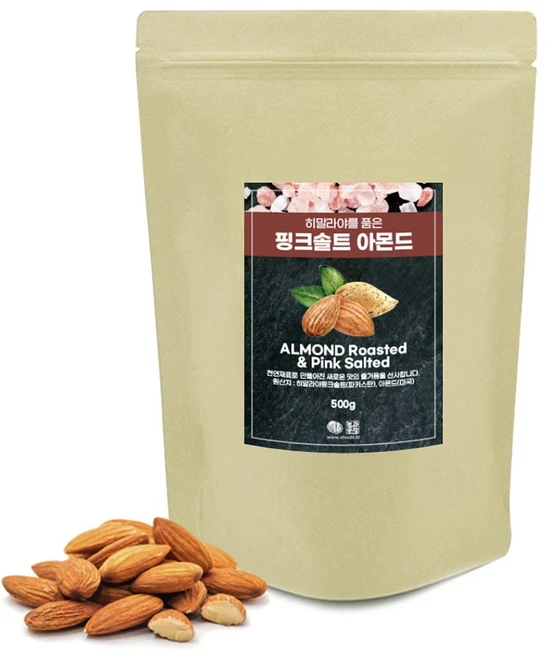 히말라야 핑크소금 구운아몬드, 500g, 1개 - 쿠팡