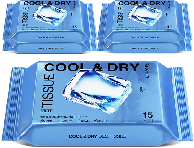 베베숲 쿨앤드라이 데오드란트 티슈, 60g, 5개