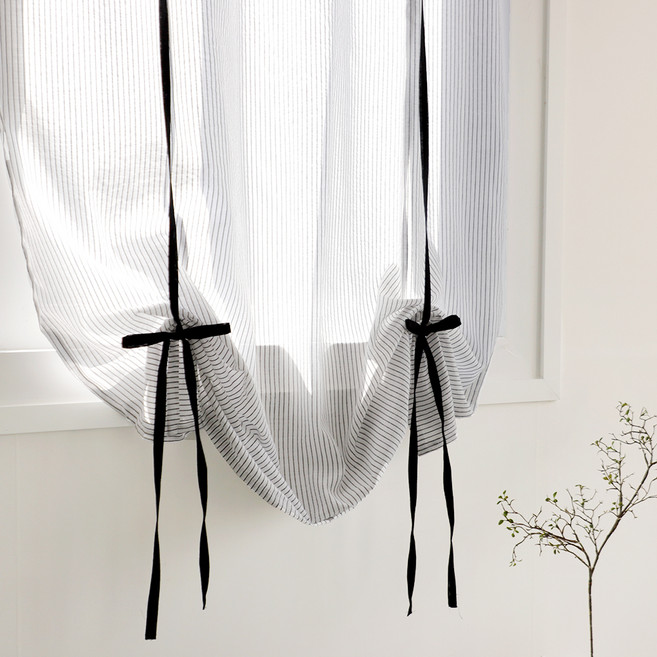 까사베르데 로웰 스트라이프 봉집형 롤업 커튼 긴창