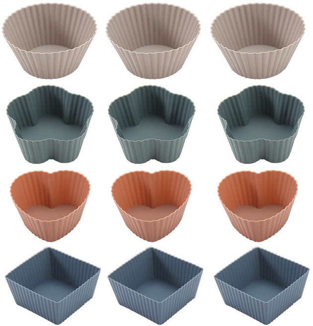 셀렉투유 실리콘 베이킹 머핀컵 12P, 혼합색상, 1세트