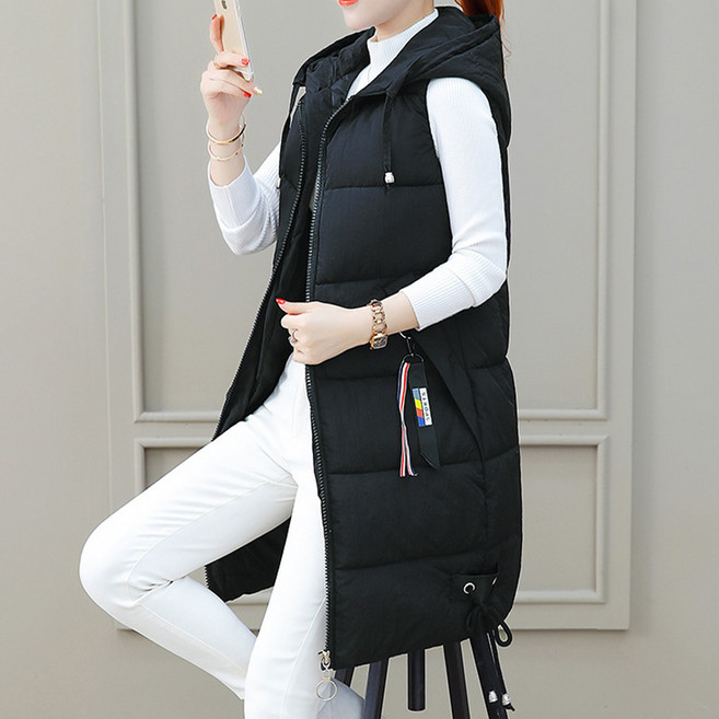 Banya Story 女款長版連帽鋪棉背心 PP75