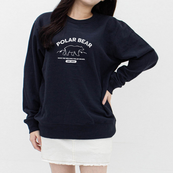 험블스튜디오 여성용 폴라베어 기본핏 긴팔 맨투맨 티셔츠 TSST_09