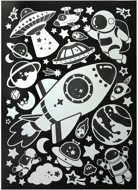 핑크풋 12000 빅 야광별 스티커 우주, 혼합색상, 1개