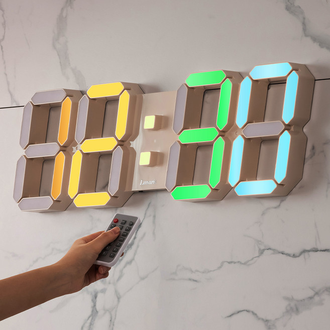 루나리스 오로라 LED 벽시계 54cm, 크림화이트