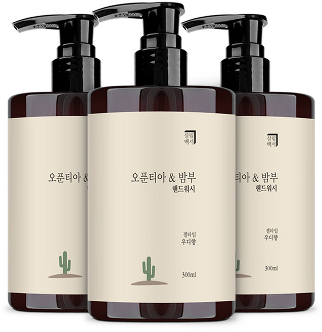 살림백서 오푼티아 앤 밤부 핸드워시 우디, 3개, 300ml