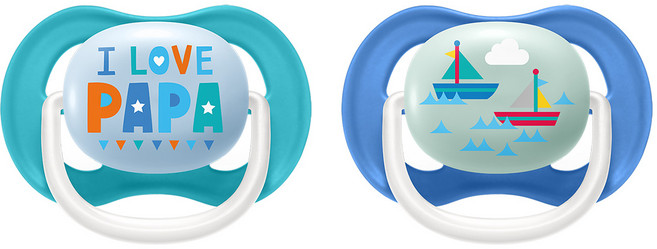 필립스아벤트 울트라 에어 컬렌션 노리개 젖꼭지 2종 세트, 6~18개월, 블루, 1세트