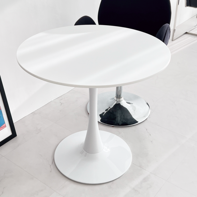 오브민 프리미엄 하이그로시 원형 식탁 테이블, 화이트, 4인용