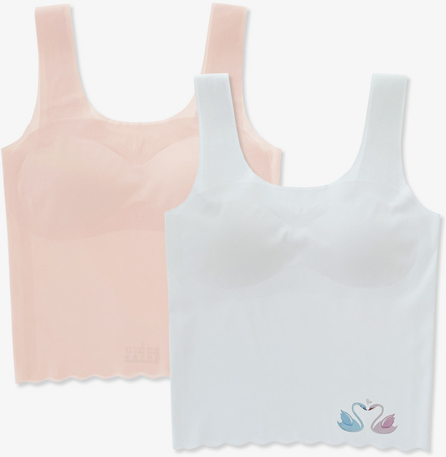 주니데이 여아용 심리스 롱마카롱 학생 브라탑 2종 세트