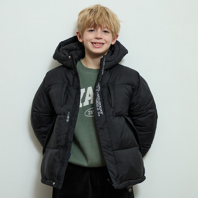 예일키즈 주니어 아동용 레터링 글로시 숏 푸퍼 패딩 YJCCJPE43386