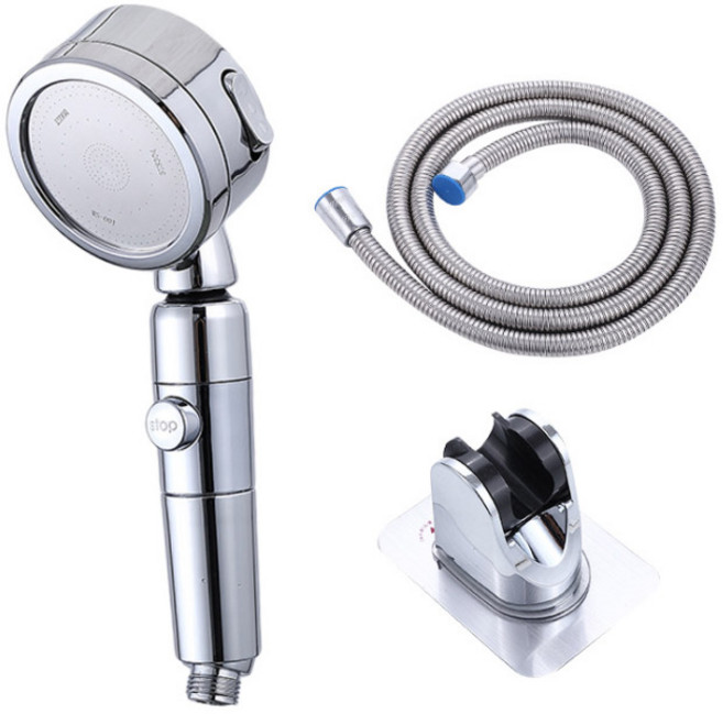 윈프라이스 원터치 3단조절 절수 샤워헤드 + 호스 3m + 샤워홀더 세트, 1개, 실버