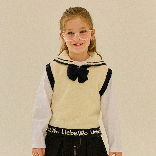 리에벨로 아동용 리본 세일러 니트 조끼