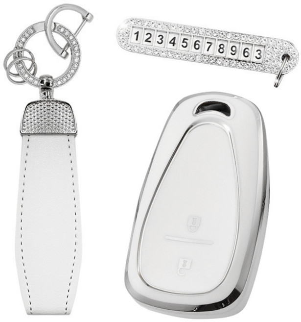 카템 엣지라인 풀커버 스마트키 케이스 풀세트, 화이트실버, 쉐보레 C01