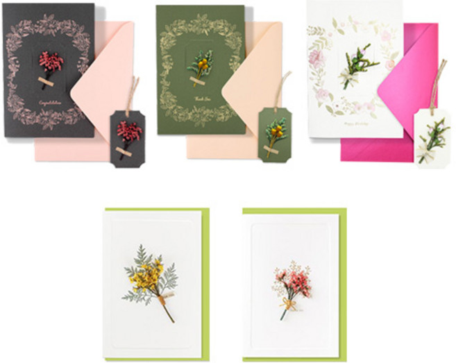 더솜씨 플라워 기프트 카드 5종 세트, 혼합색상, 1세트
