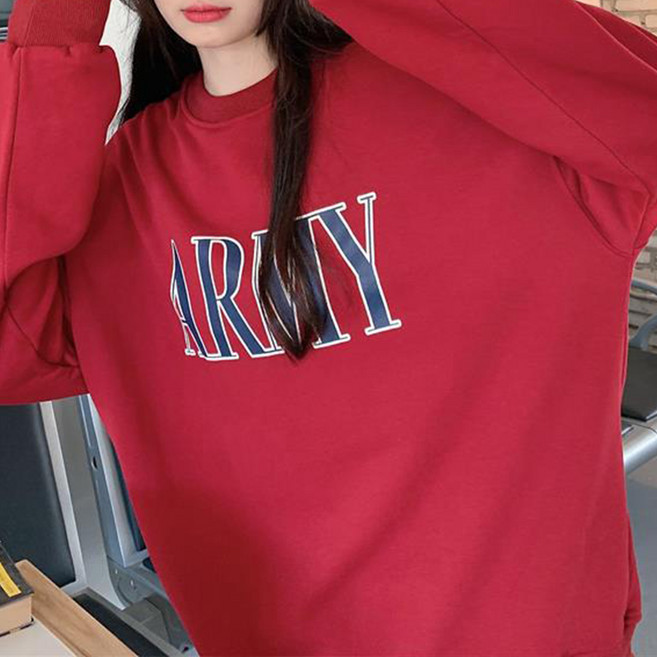 Goodif 女款 Army 寬鬆版型 圓領 棉質 大學T