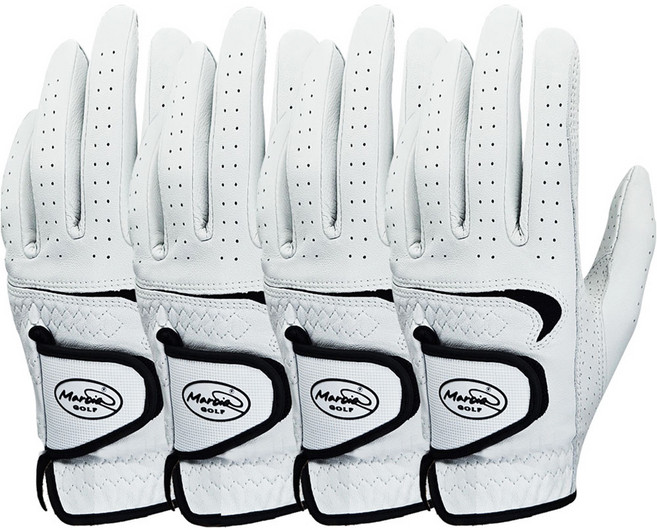 Marcia GOLF 男士全羊皮氣孔圖案高爾夫手套 (左手用), 白色, 4個