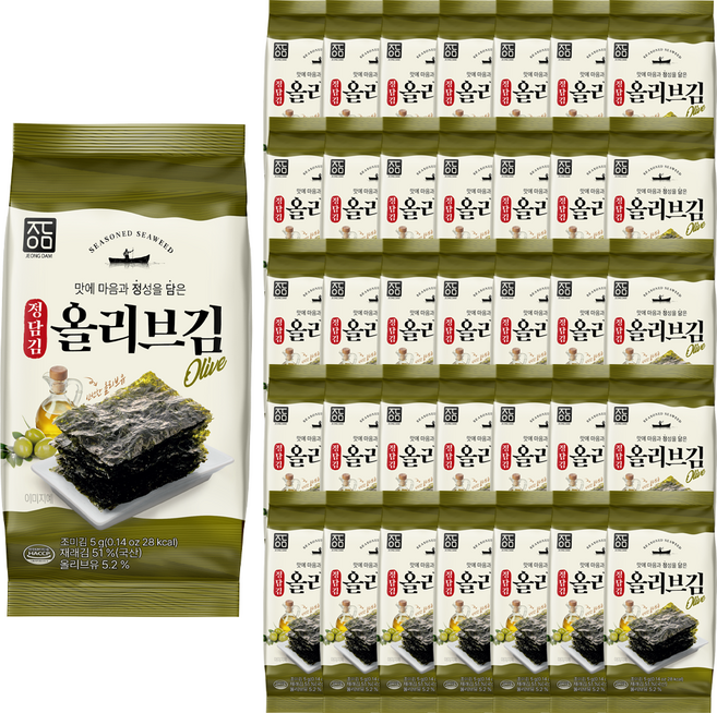 정담김 올리브 도시락김, 5g, 36개