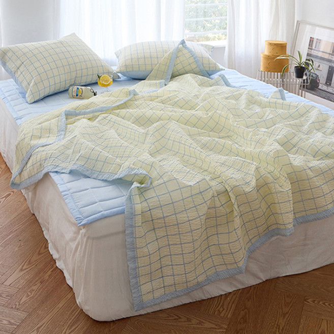 쉬즈홈 콜드 시어서커 여름 홑이불 듀라론 냉감패드 세트