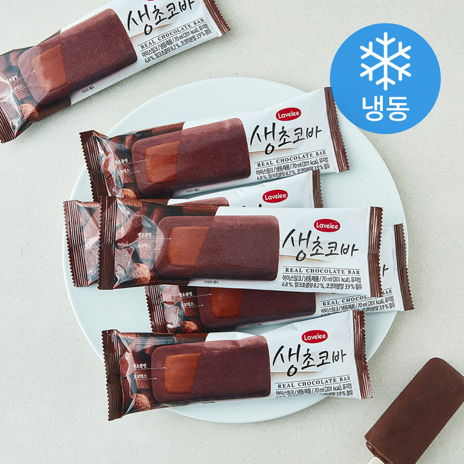 라벨리 생초코바 아이스크림 (냉동), 6개, 1개입, 70ml