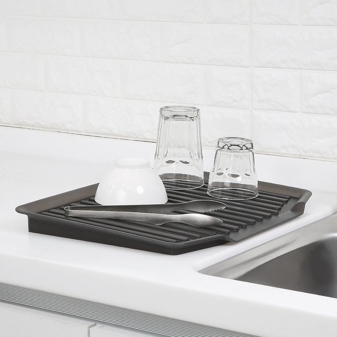 4BNK 국내 제조 4BNK 물빠짐 쟁반 건조대, 1단, 차콜, 1개