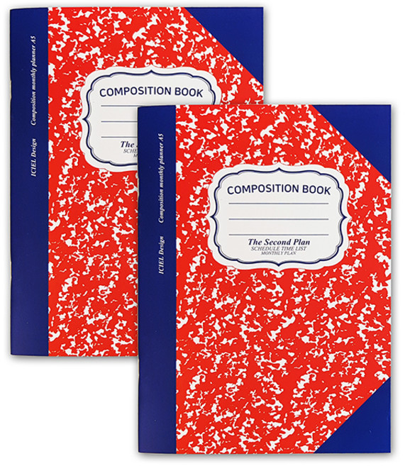 아이씨엘디자인 컴포지션 먼슬리 세컨 플래너 2P 세트, 레드, 1세트