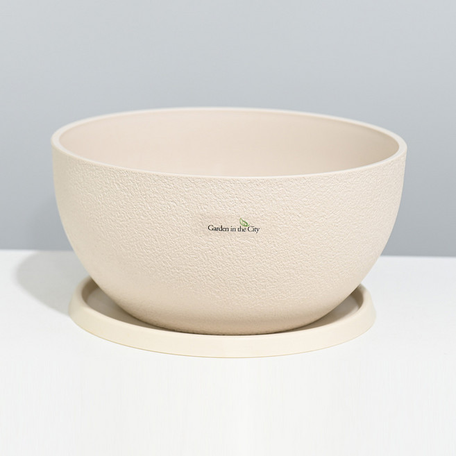 도시정원 모던 인테리어 UN 낮은 원형 화분, 화이트, 1개